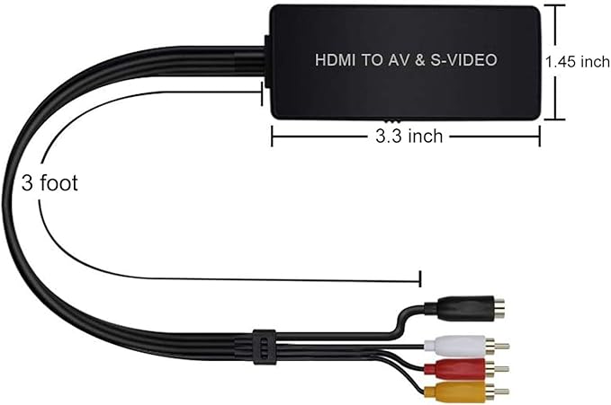 Dingsun HDMI to SVideo Converter HDMI to Audio Video Converter HDMI to RCA Adapter with Svideo Cable Support 720P/1080p for PC Laptop Xbox PS3 TV STB VHS VCR Blue-Ray DVD