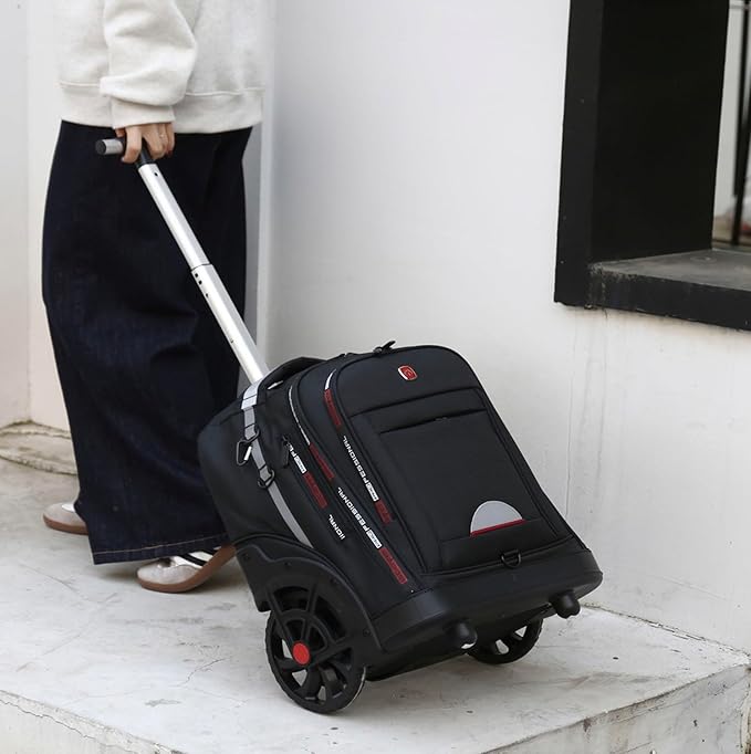 Rolling Backpack for Adults, Backpack with Wheels, Large Wheeled Backpack with Laptop Waterproof Compartment, Roller Backpack on Wheels, Suitable for Leisure Outdoor Business Travel (Red)