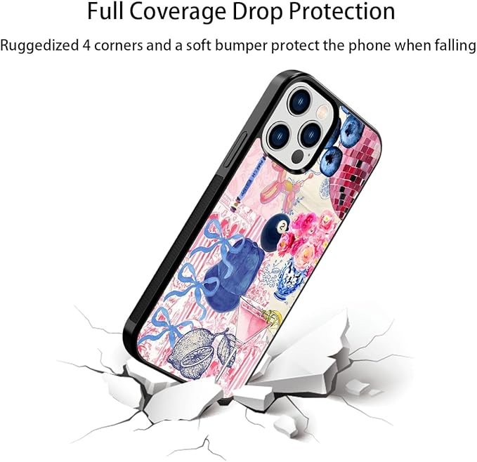Aesthetic Collage Shockproof Protective Trendy Preppy Phone Case for iPhone 12 Pro Cute Flower Bow Cover