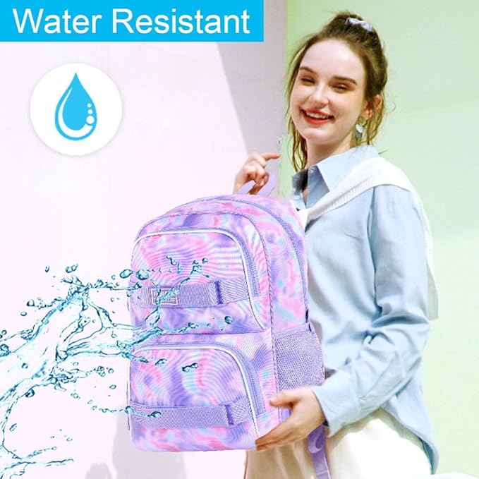 3Pcs Backpack for Girls Boys, 17 Inch School Bookbag with Lunch Box, Durable Laptop Backpacks Set for Teens College