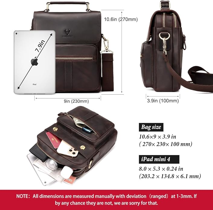 gzcz Leather Sling Shoulder Crossbody Bag Man Purse Messenger Bags for Men Women Outdoor Travel Business