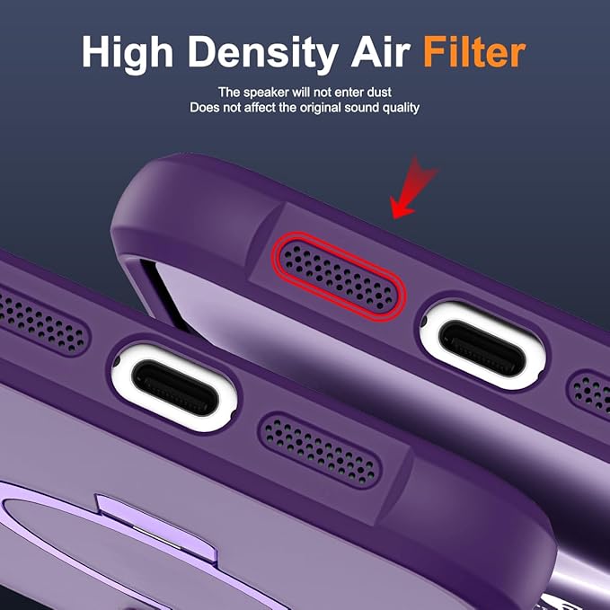 Compatible with iPhone 14 Plus Case with Invisible Magnetic O-Ring Stand Military-Grade Translucent Case for iPhone 14 Plus 6.7" [Compatible with Mag-Safe][Great Grip Feeling], Purple