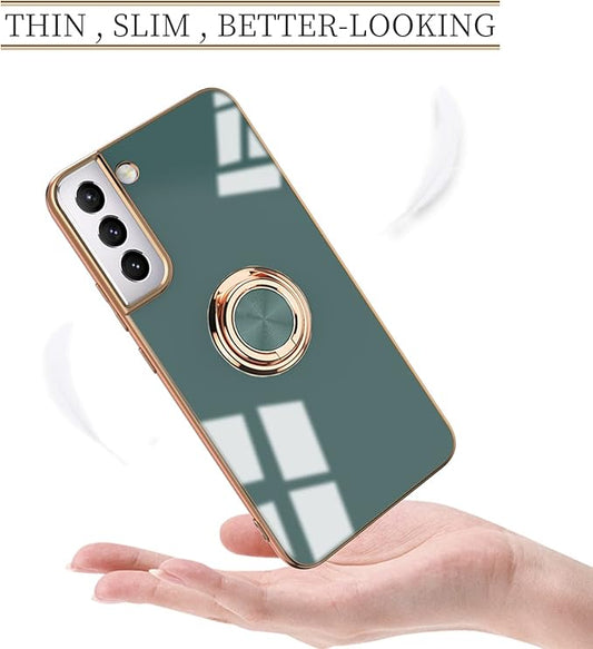 Tnarru Compatible for Samsung Galaxy S22 Case with Ring Holder Kickstand [with Magnetic] Soft TPU Shockproof Electroplated Protective Phone Case for Galaxy S22 5G Grey