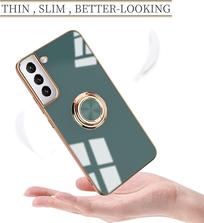 Tnarru Compatible for Samsung Galaxy S22 Plus Case with Ring Holder Kickstand [with Magnetic] Soft TPU Shockproof Electroplated Protective Phone Case for Galaxy S22+ 5G Grey