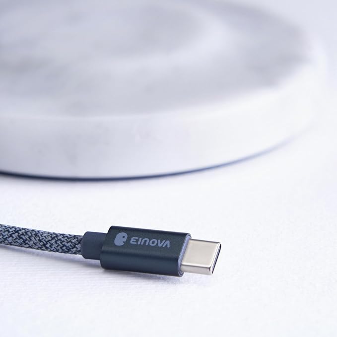 EINOVA Classic Stone – Marble Wireless Charger Designed in Italy, Wireless Charging Pad, Integrated 6 ft USB-C Cable, Smartphones, Wireless Earbuds, Smartwatches – White Carrara Marble