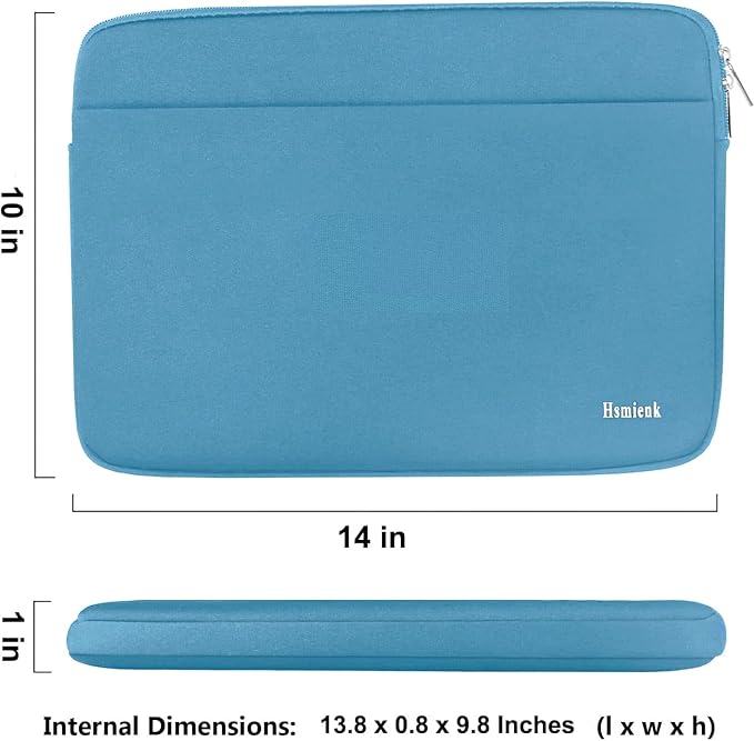 14 inch Laptop Sleeve, Shockproof Protective Notebook Cover Bag with Accessory Pocket, Durable Carrying Laptop Case Compatible for MacBook HP Lenovo Dell Asus Acer, Sky Blue