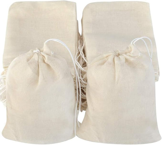 Tayfremn Cotton Drawstring Bags, Reusable Muslin Bag Natural Cotton Bags with Drawstring Produce Bag Bulk Gift Bag Jewelry Pouch for Party Wedding Home Storage, Natural Color (3 by 4 Inches)