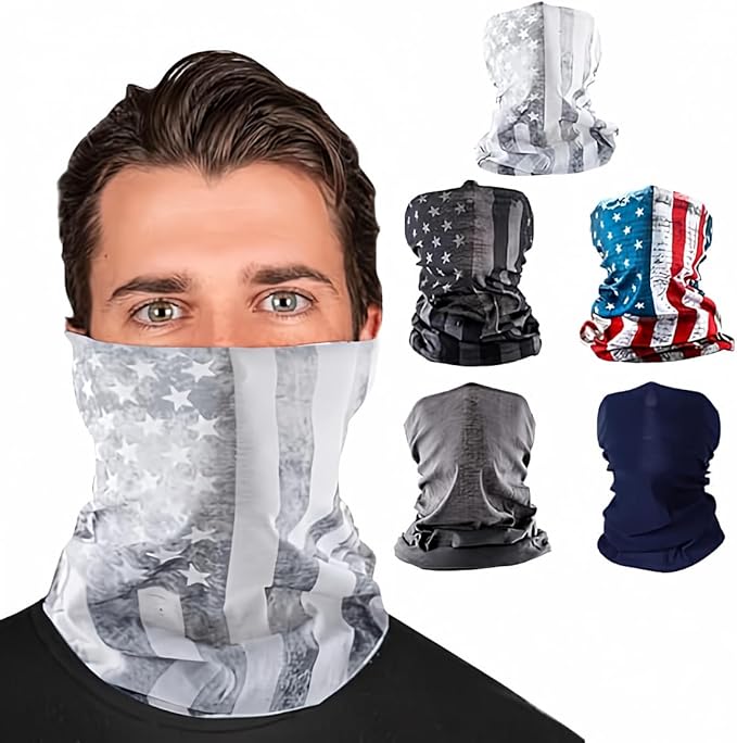 S A Company 5-Pack UV Face Shield | UV 30+ Multipurpose Neck Gaiter Balaclava for Adults