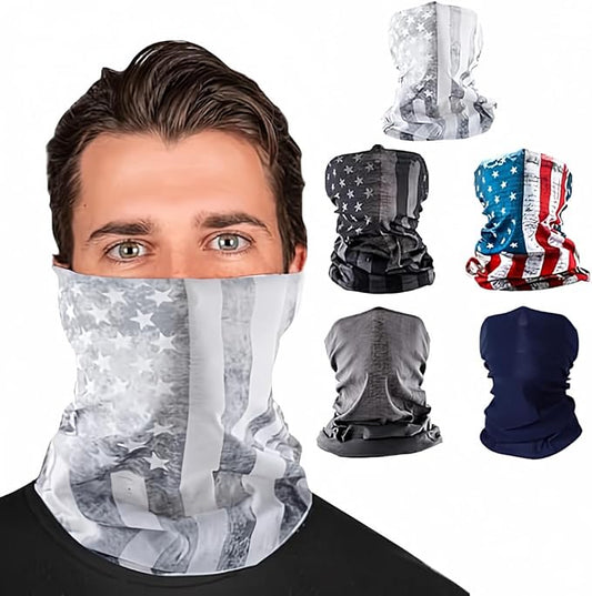 S A Company 5-Pack UV Face Shield | UV 30+ Multipurpose Neck Gaiter Balaclava for Adults