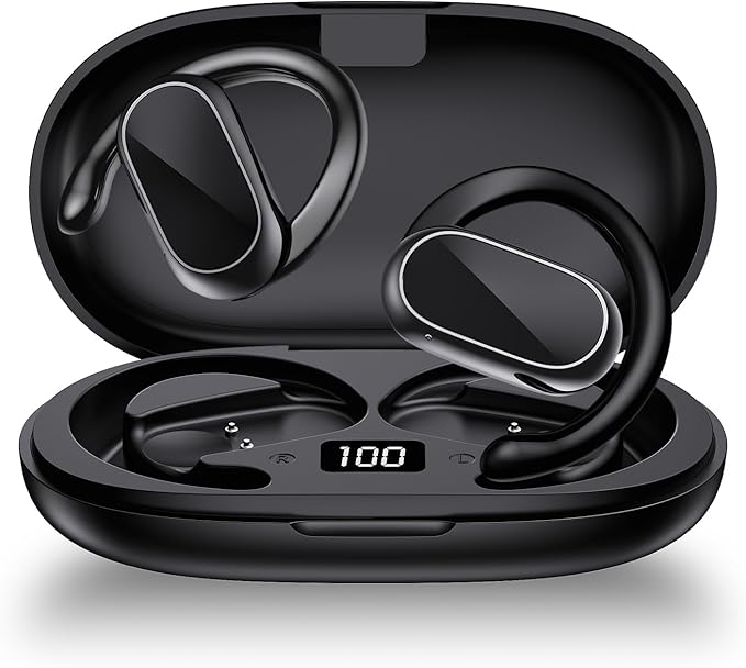Open Ear Headphones,360-Degree Panoramic Sound, DT4.0 Without Sound Loss,Air Conduction, 48H Range,LED Display,IPX7 Waterproof, Wireless Earbuds for Meeting, Driving,Traveling
