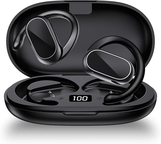 Open Ear Headphones,360-Degree Panoramic Sound, DT4.0 Without Sound Loss,Air Conduction, 48H Range,LED Display,IPX7 Waterproof, Wireless Earbuds for Meeting, Driving,Traveling