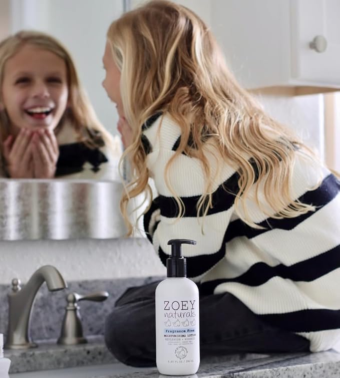 Zoey Naturals Fragrance-Free Baby & Toddler Lotion – Hypoallergenic, Vegan, Gentle Moisturizer for Sensitive Skin – Non-Greasy, Paraben & Phthalate Free – 9.65 oz