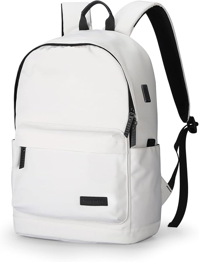 Muzee School Backpack Lightweight Travel Daypack Student Rucksack Laptop Backpack For 15.6 Inch Laptop (off white)