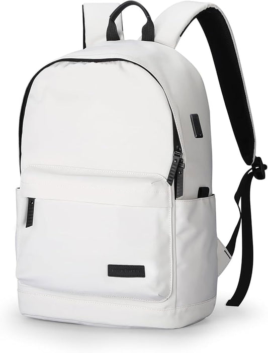 Muzee School Backpack Lightweight Travel Daypack Student Rucksack Laptop Backpack For 15.6 Inch Laptop (off white)