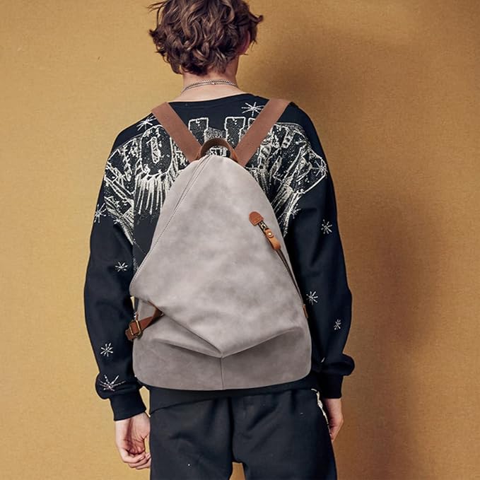 KL928 PU Leather Vintage Backpack – Large Casual Daypack Outdoor Travel Rucksack Hiking Backpacks for Men Women