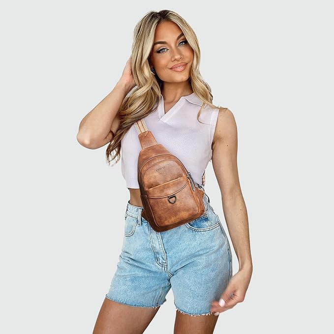 7L Sling Bag for Women Men Crossbody Belt Bag Small Travel Sling Backpack Anti Theft Chest Daypack Purse Faux Leather