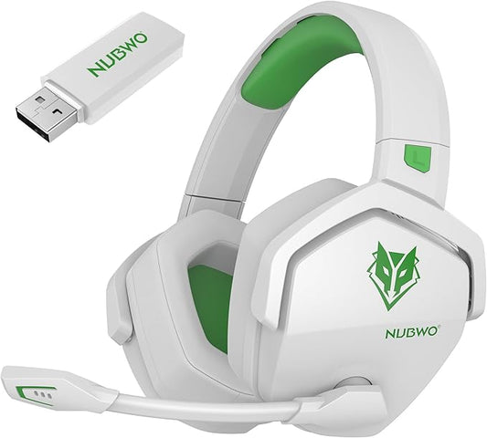 NUBWO Wireless Gaming Headset with Mic for Ps5 Ps4 PC, Zero Interference, 100-Hour Battery All-Day Play, 23ms Sync for Fortnite & Call of Duty/FPS Gamers, Triple Mode All Devices Compatible - Green