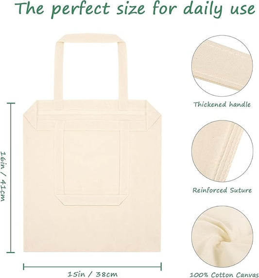 OKBA 20 | 50 Pack 15'' X 16'' Cotton Tote Bags for Tie Dye,Lightweight Tote Bags Bulk Reusable Grocery Shopping Cloth Bags