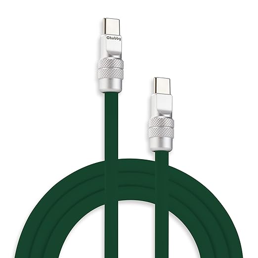 chubbycable Chubby 2.0 Fast Charging Cable Durable Soft Silicone USB C Cable 240W Extra Thick Charger Cord Compatible with iPhone 16/15 Series iPad, Dark Green, Type-C to Type-C, 4.9FT