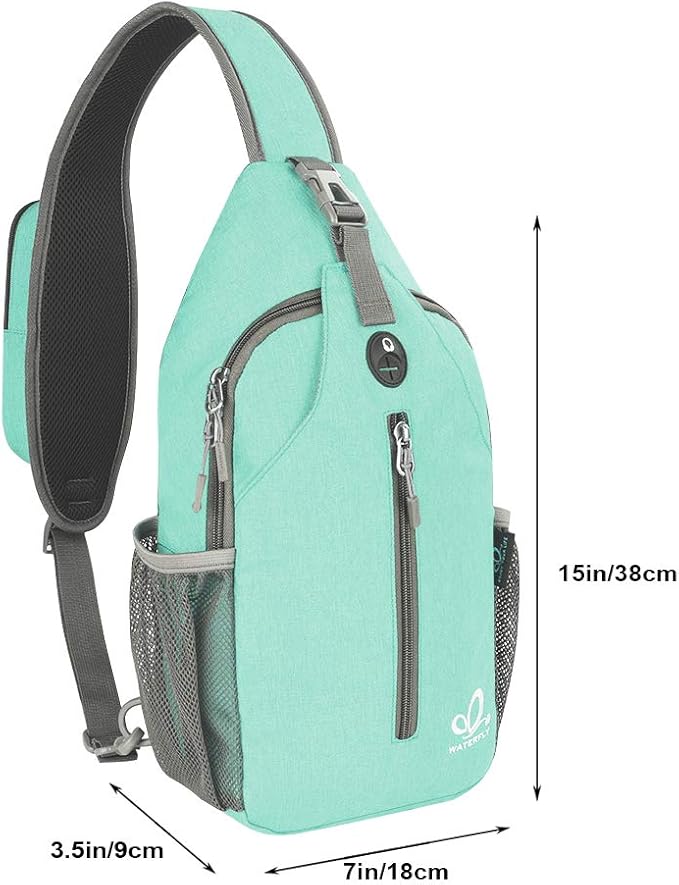 WATERFLY Crossbody Sling Backpack Sling Bag Travel Hiking Chest Bag Daypack