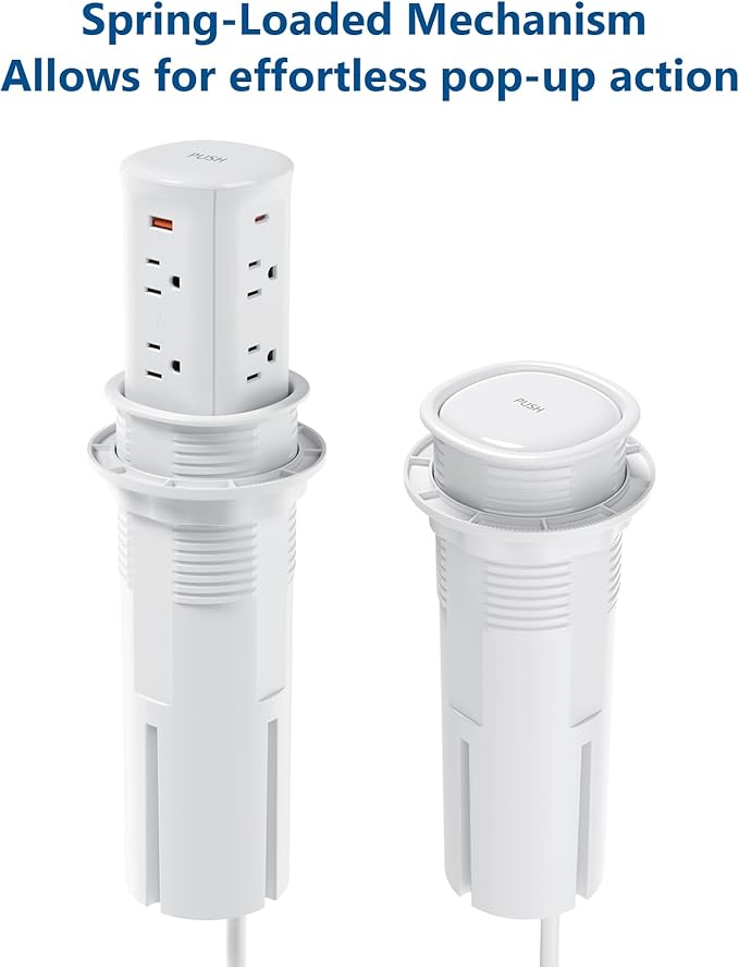 Pop up Outlet for Countertop,3.15-inch Hole Desk Grommet Power,8 Outlets 4 USB,20W USB C Fast Charging,Kitchen Island Pop Up Electrical Outlet