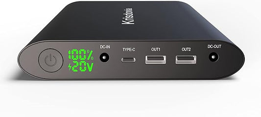 Krisdonia 50000mAh Laptop Power Bank 5/9/12/16/19/20V Portable Laptop Battery Charger with QC3.0 USB-A Port & 12V Type-C Port for Laptop, Tablet, Smartphone and More Devices