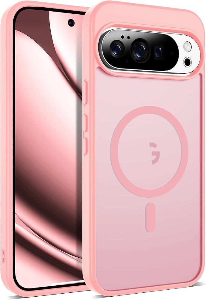 Compatible with Google Pixel 10 Pro XL Case with Magnetic [Compatible with Mag-Safe][Military Grade Drop Protection] Slim Translucent Matte Phone Case with Anti-Fingerprint Tech, Pink