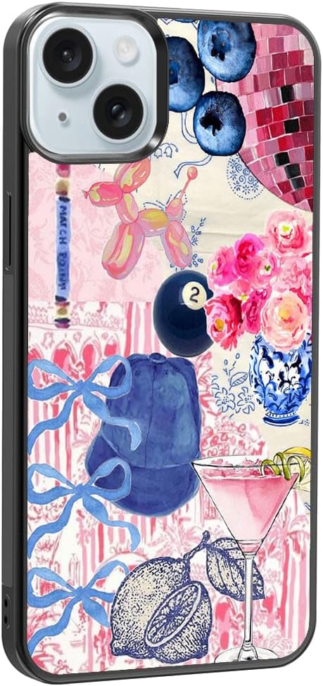 Aesthetic Collage Shockproof Protective Trendy Preppy Phone Case for iPhone 15 Plus Cute Flower Bow Cover