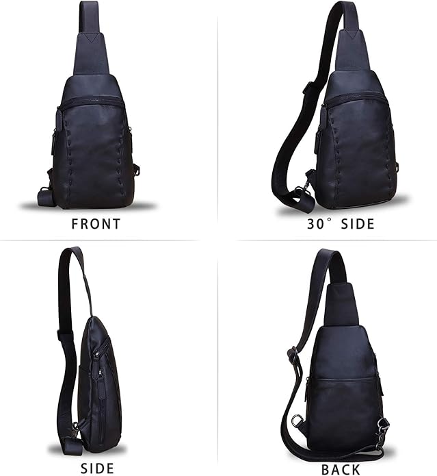 LRTO Genuine Leather Silng Bag for Women and Men Vintage Real Leather Sling Backpack Shoulder Crossbody Bag Chest Purse