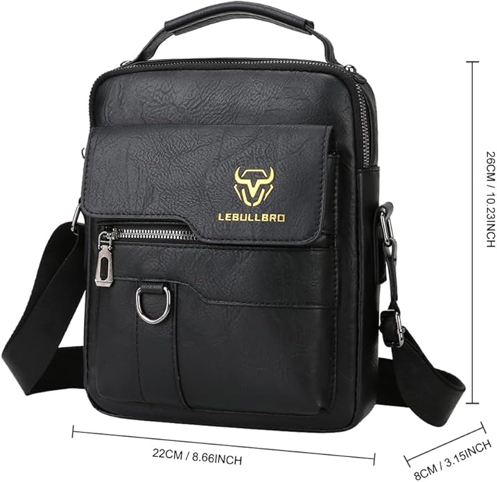 Shoulder Bag for Men Crossbody Bags Leather Sling Bag Messenger Bags with Multiple Pockets Business Outdoor