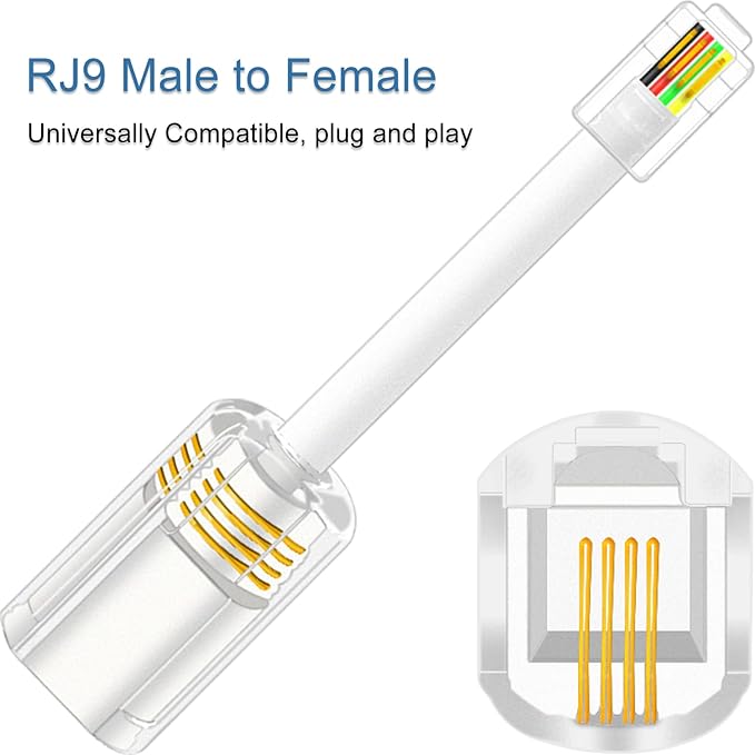 NECABLES 2Pack Phone Cord Detangler for Landline Telephone Handset Cord Detangler for Desk Phone RJ9 4P4C Male to Female White