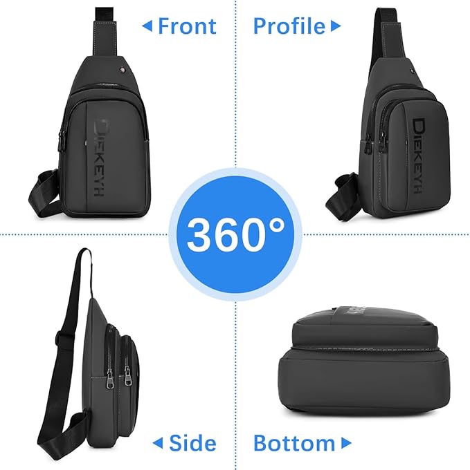 Sylphide Crossbody Sling Bag for Men Women, Casual Shoulder Backpack, Chest Daypack Satchel for Hiking Travel Running (Small, Black)