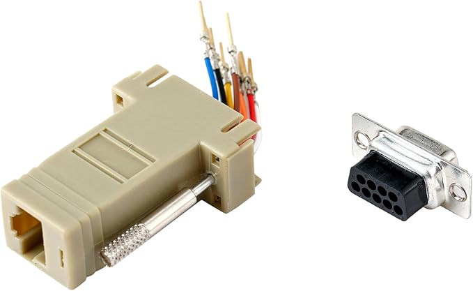 10PCS DB9 Female Ethernet Adapter, 9 Pin Serial Port Female to RJ45 Ethernet LAN Extend Modular Converter, F/F