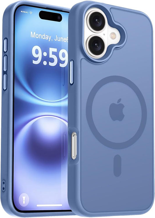 MOCCA Strong Magnetic for iPhone 16 Case, [Compatible with Magsafe][16FT Mil-Grade Drop Protection] Slim Thin Translucent Matte Protective Cover Case for iPhone 16 Phone Case 6.1", Blue