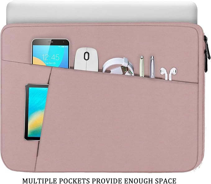Laptop Sleeve Case 15.6 inch, Durable Shockproof Protective Computer Carrying Cover with Front Pocket, Briefcase Handbags Laptop Sleeve Bag for 15.6 inch HP, Dell, Acer, Asus, Notebook, Pink