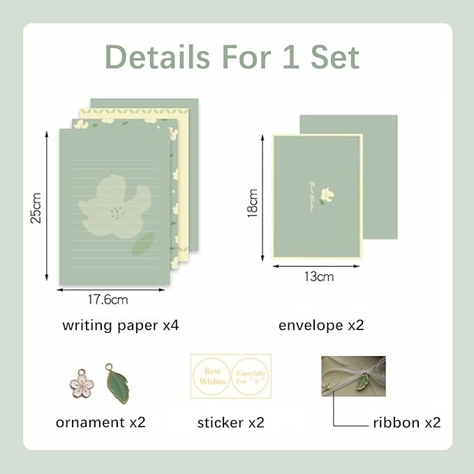 72 Pcs Stationery Paper Envelopes Set Includes 24 Lined Writing Paper & 12 Envelopes, Cute Lovely Floral Letter Writing Stationery Paper Envelopes Kit for Girls Boys Office School Supplies (6Style)