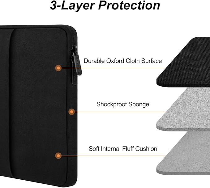 Arvok 15 15.6 16 inch Laptop Sleeve case for MacBook Air 15/16 inch/MacBook Pro 16 inch, Water-Resistant Protective Portable Laptop Cover Bag for HP/Dell/Asus/Acer/Huawei, Black