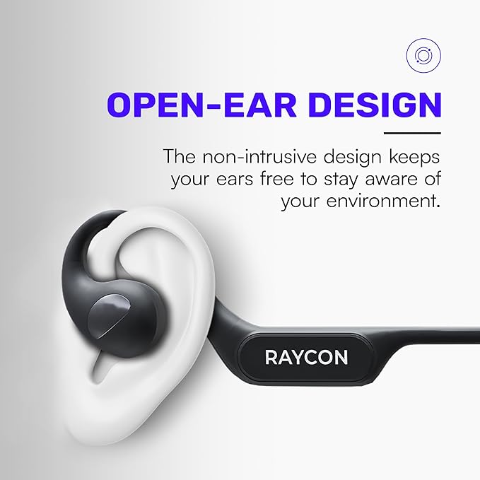 Raycon Open Headphones – Lightweight Wireless Over-Ear Design with Immersive Sound Quality, Long Battery Life, and Comfortable Fit for All-Day Wear - (Black)