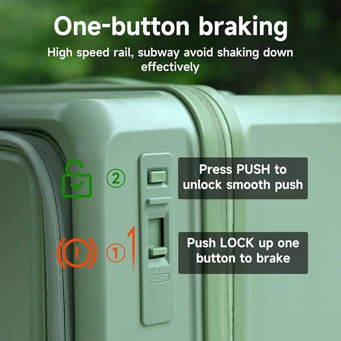 ROAMING Expandable 24-Inch Checked Luggage with Mute Brake Wheels Airline Approved Hard Shell Suitcases with Front Pocket Top Opening Luggage with TSA Lock for Short Business Travel, Jade cyan