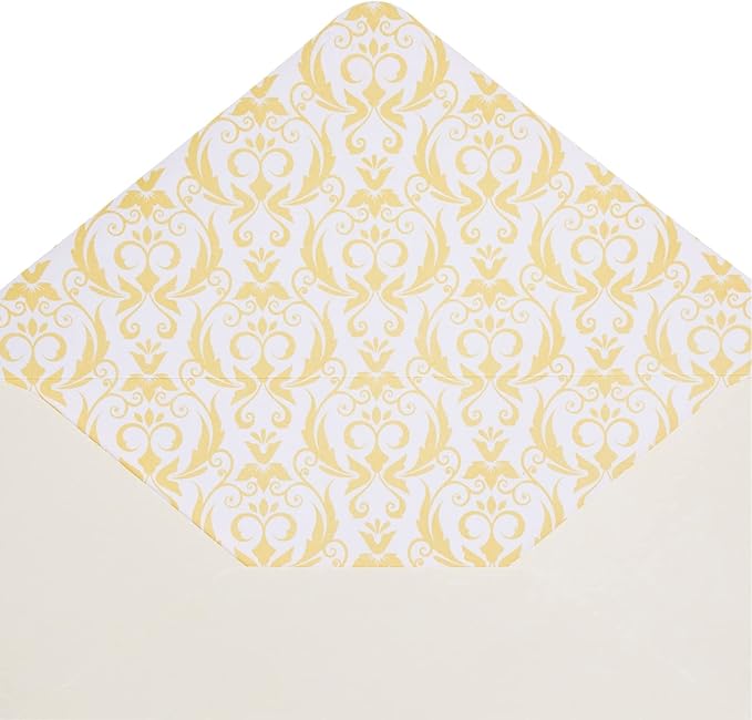 Paper Junkie Letter Paper & Envelopes Set - 60 Sheets (7.2 x 10.2 In) & 30 Ivory Envelopes (4 x 7.7 in), Gold Border, 100 GSM - Vintage Lined Stationery for Love Letters & Invitations