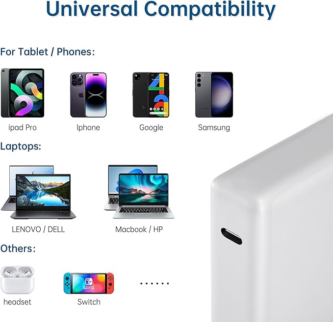 87W Power Adapter for MacBook Air After 2018, Compatible with 13/14/15 Inch After 2016, USB C to USB-C Power Cord Supply