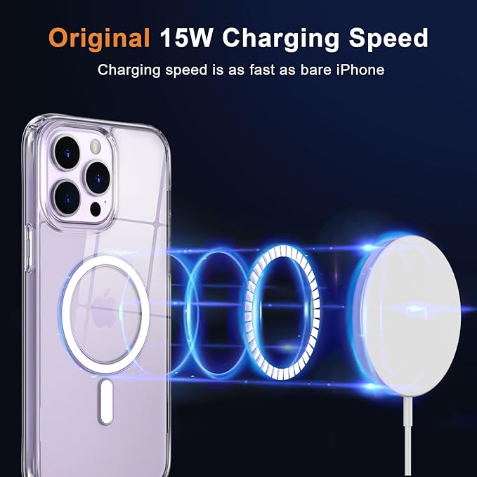 MOCCA Strong Magnetic for iPhone 14 Pro Max Case [Compatible with Magsafe] [10FT Military Grade Protective] Slim Shockproof Case for iPhone 14 Pro Max 6.7" -Clear