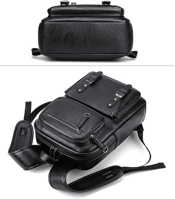 CHAO RAN Leather Backpack For Men Business Laptop Backpack Waterproof Travel College Backpack Daily Work Bags