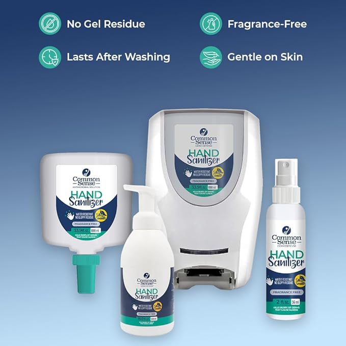 Common Sense Hand Sanitizer: Long Lasting Natural and Moisturizing, Quick Drying Foaming Formula, Mini Pump Bottle 16.9 Fl oz for Home & Office Use