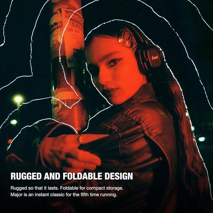 Marshall Major V On-Ear Wireless Bluetooth Headphones - Black