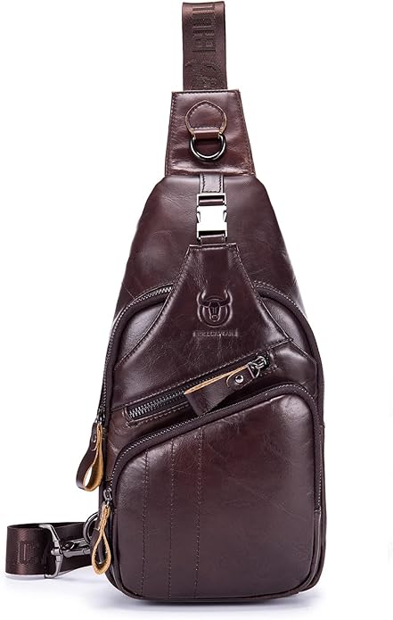 LUKZIJAES Genuine Leather Sling Bag for Men
