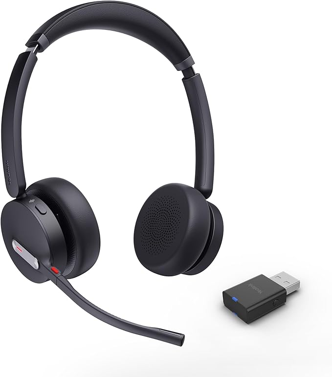 Yealink WH64 Hybrid with DECT Dongle, 492ft Range, 32 Talk Time Bluetooth Headset for Teams, Zoom Skype UC, 3X Mic Noise Cancelling, Headset PC Phone
