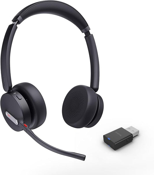Yealink WH64 Hybrid with DECT Dongle, 492ft Range, 32 Talk Time Bluetooth Headset for Teams, Zoom Skype UC, 3X Mic Noise Cancelling, Headset PC Phone