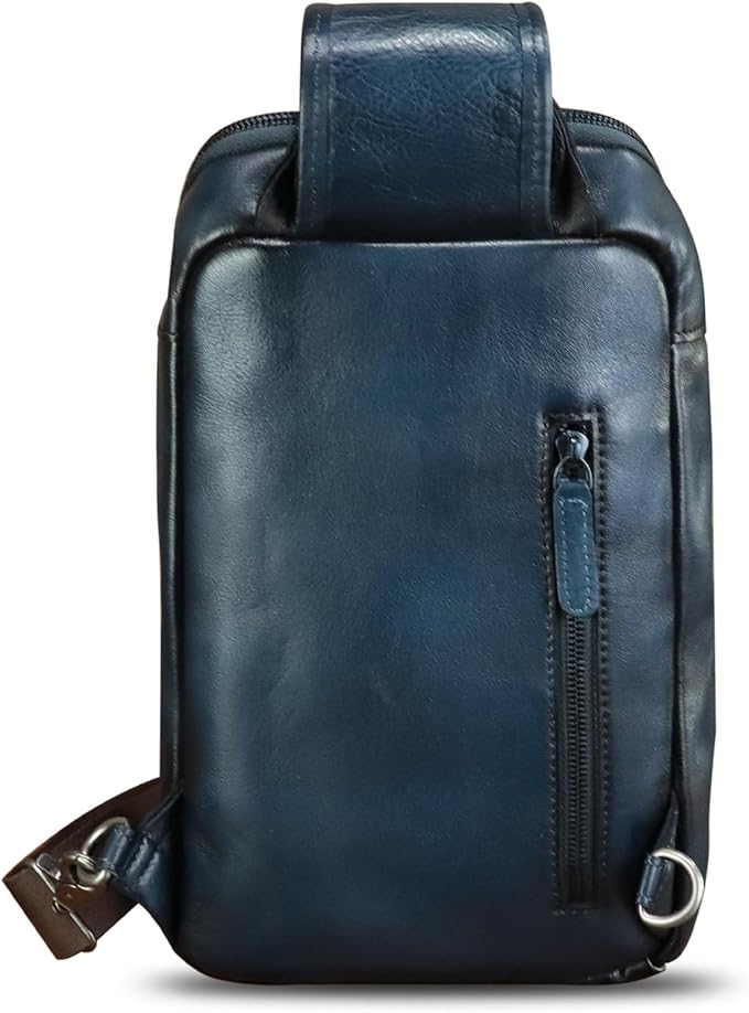 Genuine Leather Sling Bag for Men and Women Vintage Leather Sling Backpack Crossbody Bag Chest purse for 11 Inch Ipad Pro