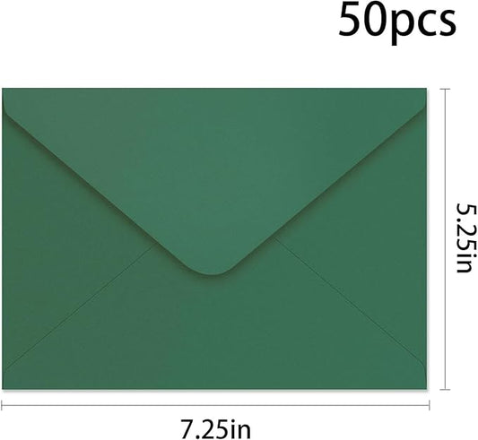 YINUOYOUJIA 50 PCS Pearl Green Envelopes A7,5 x 7 Green Shimmer Envelopes for Invitation,Perfect for Wedding Invitation Cards,Birthday RSVP Invite,5.25 x 7.25 inches